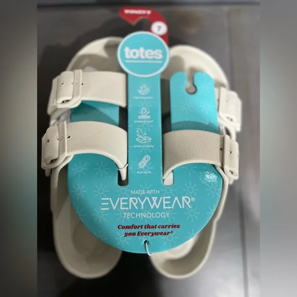 Totes women’s Lightweight Waterproof Adjustable Double Buckle Slide Sandals - Picture 7 of 8